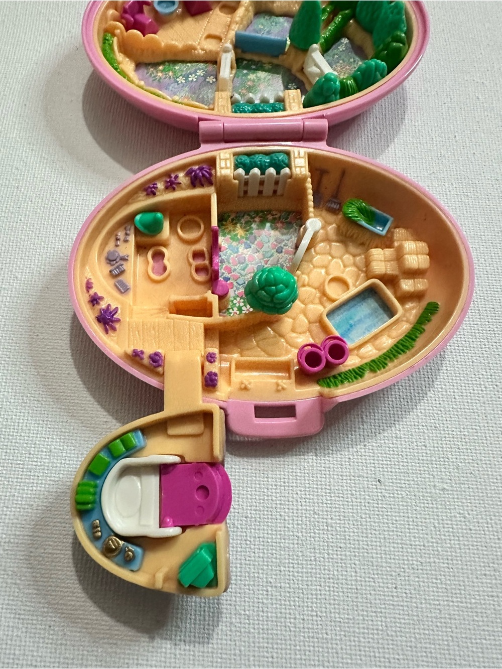 1995 Polly Pocket Shetland Pony Stables Pink Bluebird Compact Complete Play Set - Picture 9 of 9